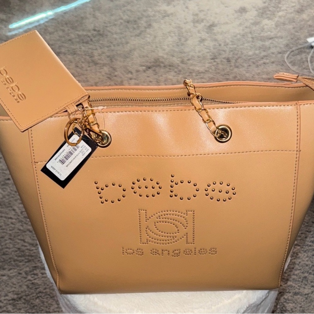 Bebe Medium Studded Logo Tote with Card Case